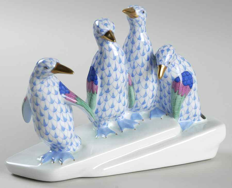 Waterfowl Penguins On Ice-Blue - No Box by Herend-1