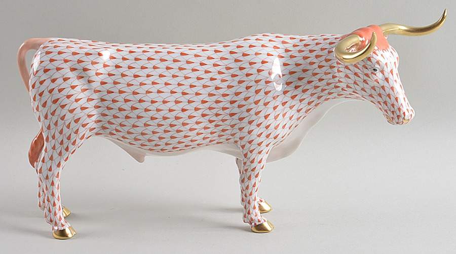Cattle (Bovine) Large Longhorn-Rust - No Box by Herend-1