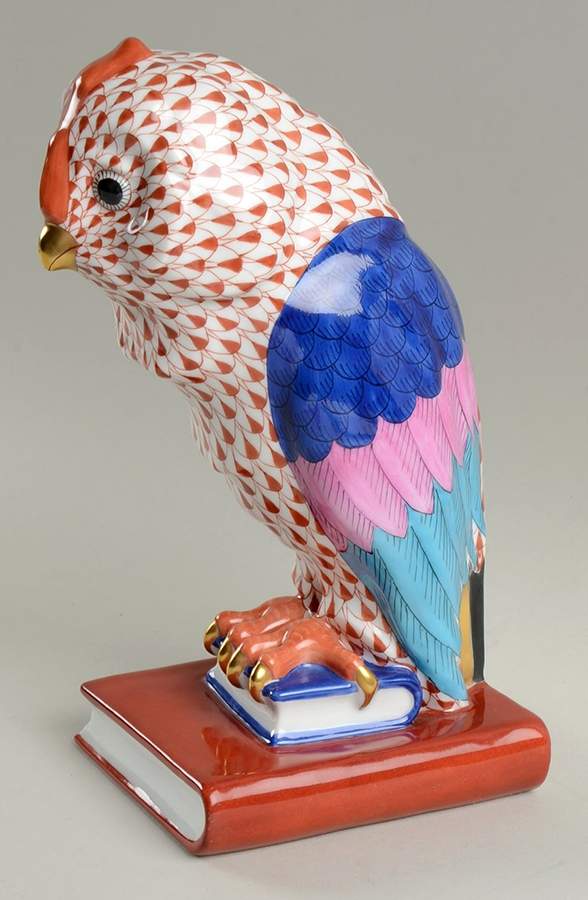 Bookends Owl-Rust/Right - No Box by Herend-1