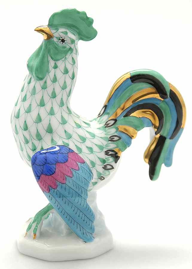 Roosters Small Cocky Rooster-Green - No Box by Herend-1