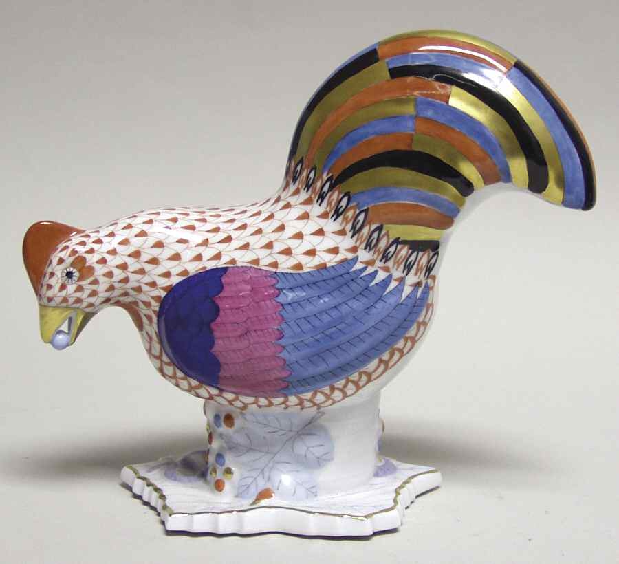 Roosters Rooster Looking Left-Rust - No Box by Herend-1