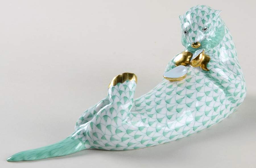 Sea Marine Animals Sea Otter-Green - No Box by Herend-1