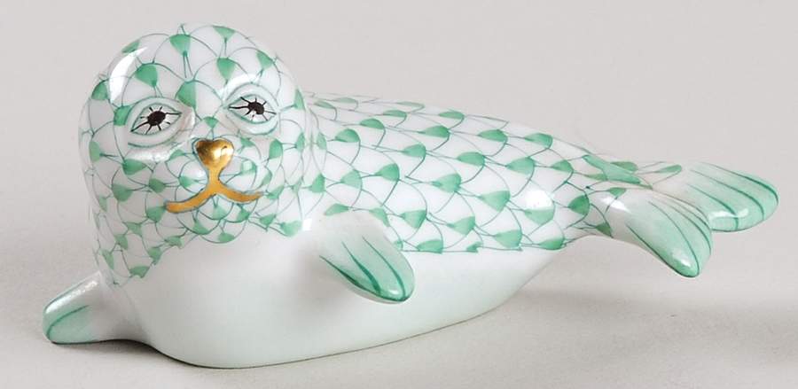 Sea Marine Animals Baby Seal-Green - No Box by Herend-1