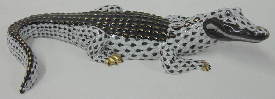 Reptiles-Snakes Alligator-Black - No Box by Herend-1