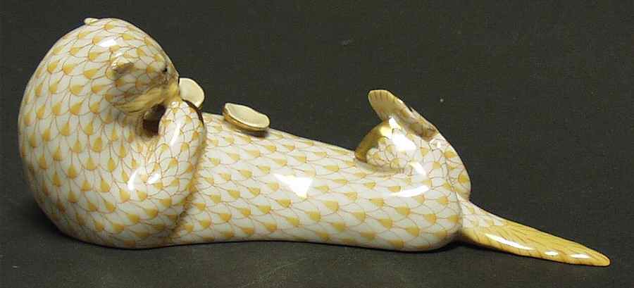 Sea Marine Animals Sea Otter-Butterscotch - No Box by Herend-1
