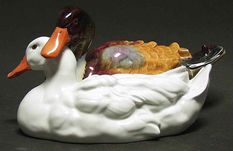 Ducks Pair Of Ducks-Natural & White - No Box by Herend-1