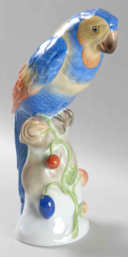 Birds Parrot On Branch-Blue & Yellow - No Box by Herend-1