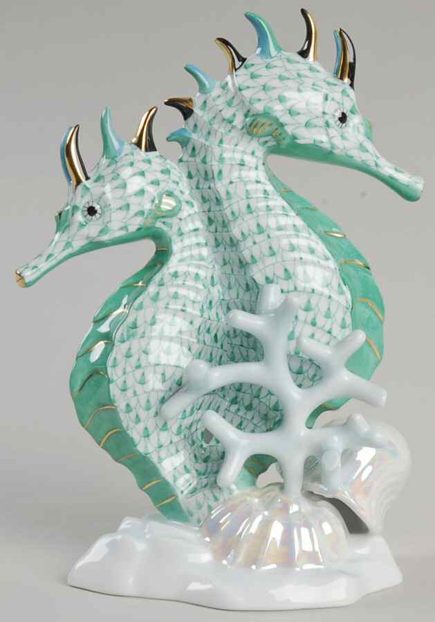 Sea Marine Animals Seahorses-Green - No Box by Herend-1