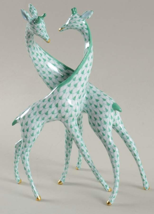 Wild Animals Pair Of Giraffes-Green - No Box by Herend-1