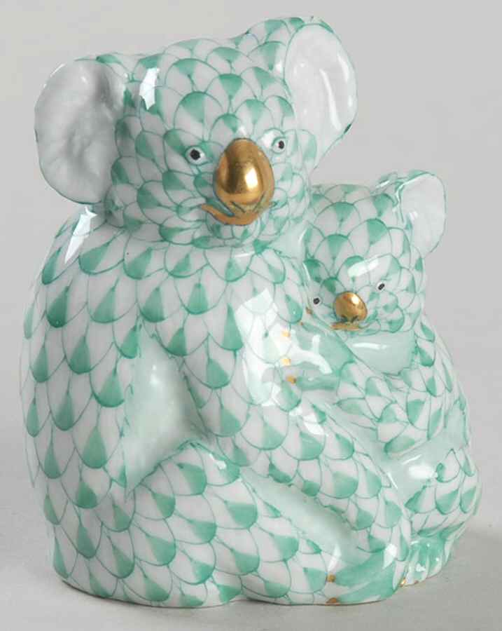 Bears Koala Mother & Baby-Green - No Box by Herend-1