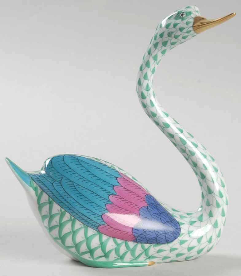 Waterfowl Swan-Green - No Box by Herend-1
