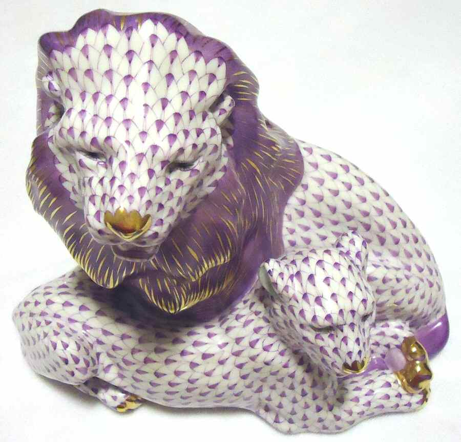 Wild Cats Pair Of Lions-Lilac - No Box by Herend-1