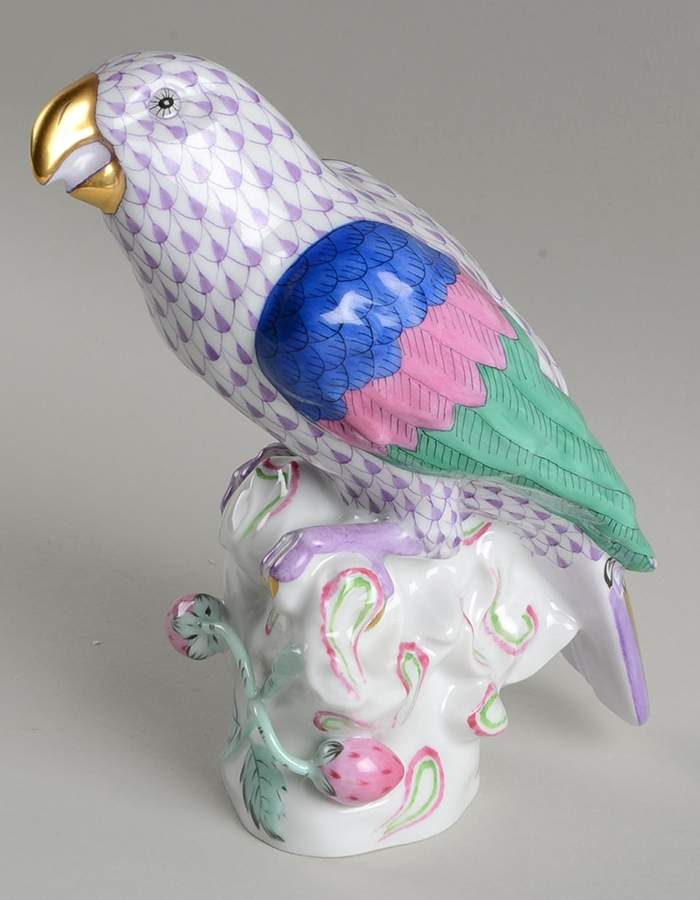 Birds Parrot-Sitting/Lilac - No Box by Herend-1