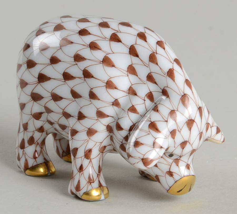 Pigs Miniature Pig-Chocolate - No Box by Herend-1