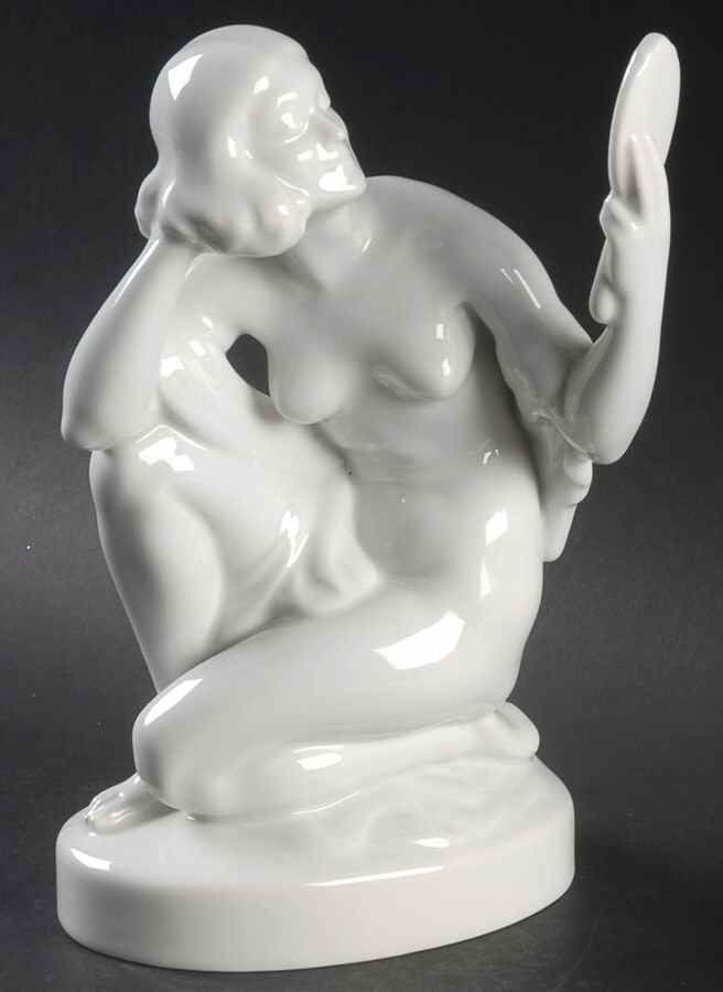 Nudes Nude Wonman With Mirror-White - No Box by Herend-1