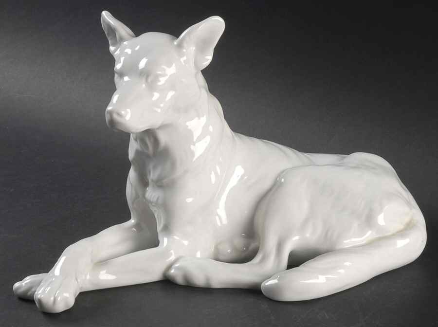 Dogs German Shepherd-All White - No Box by Herend-1