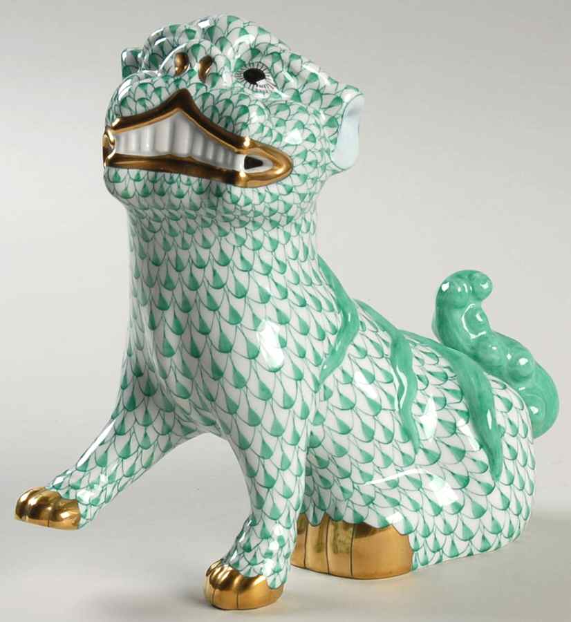 Asian Foo Dog-Green/Looking Left - No Box by Herend-1