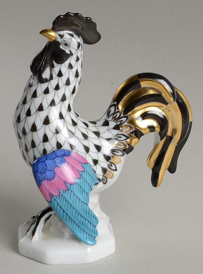 Roosters Small Cocky Rooster-Black - No Box by Herend-1