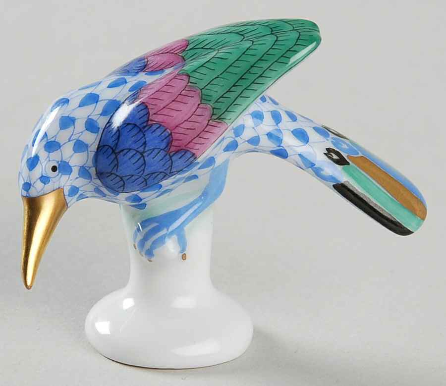 Birds Miniature Brazilian Blackbird-Blue - No Box by Herend-1