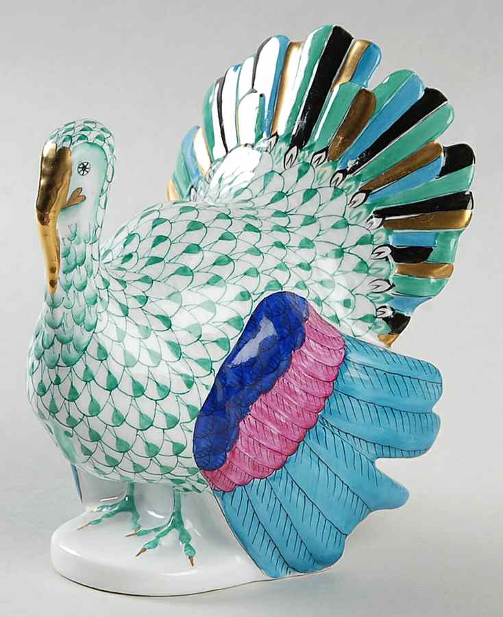 Game Birds Turkey-Green - No Box by Herend-1