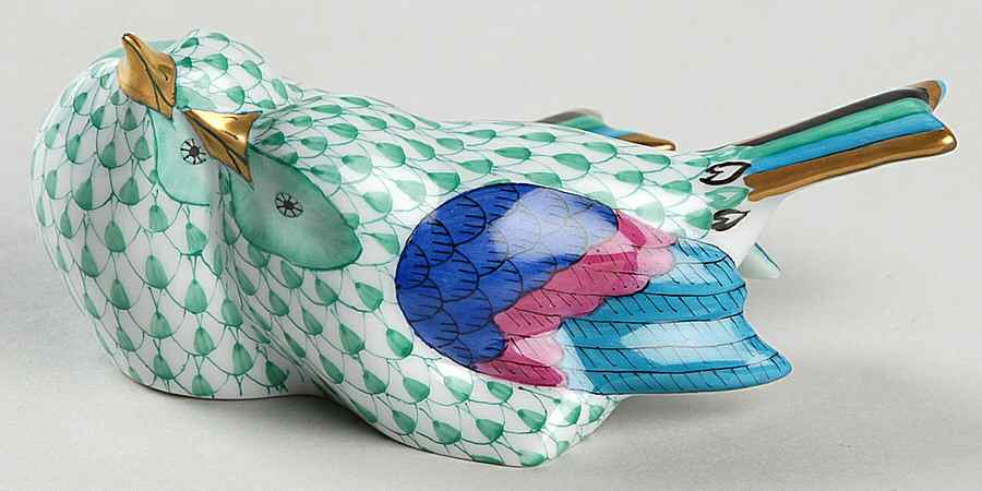 Birds Lovebirds-Green - No Box by Herend-1