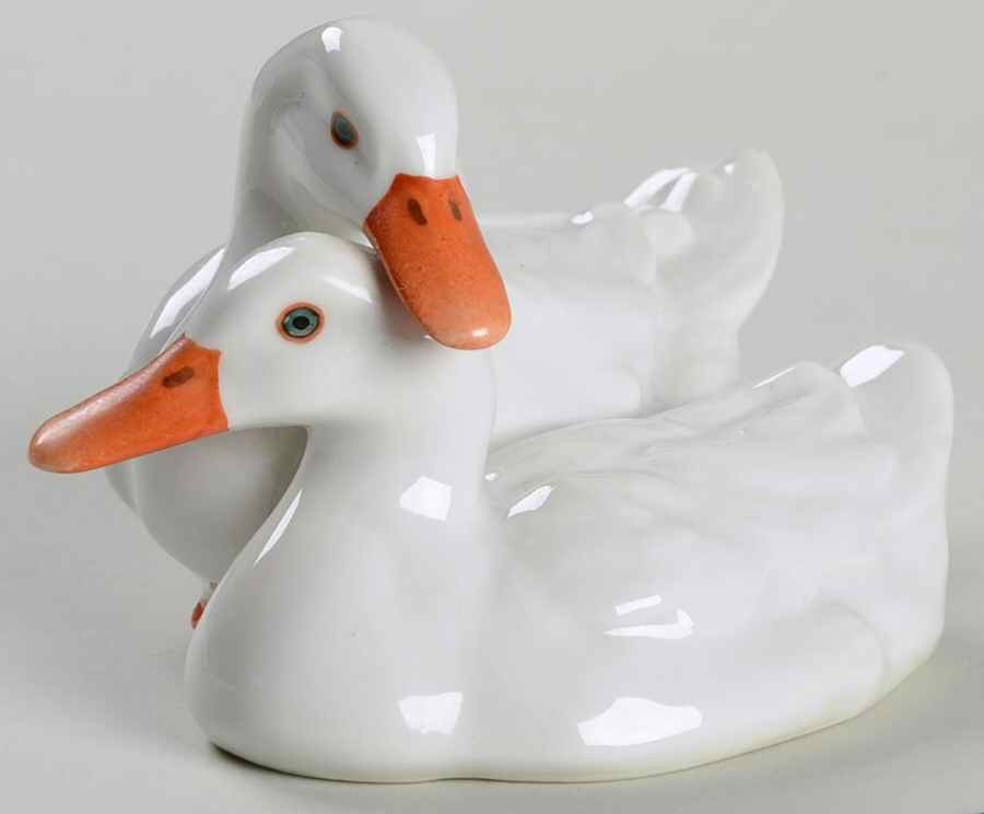Ducks Pair Of Ducks-Natural White - No Box by Herend-1