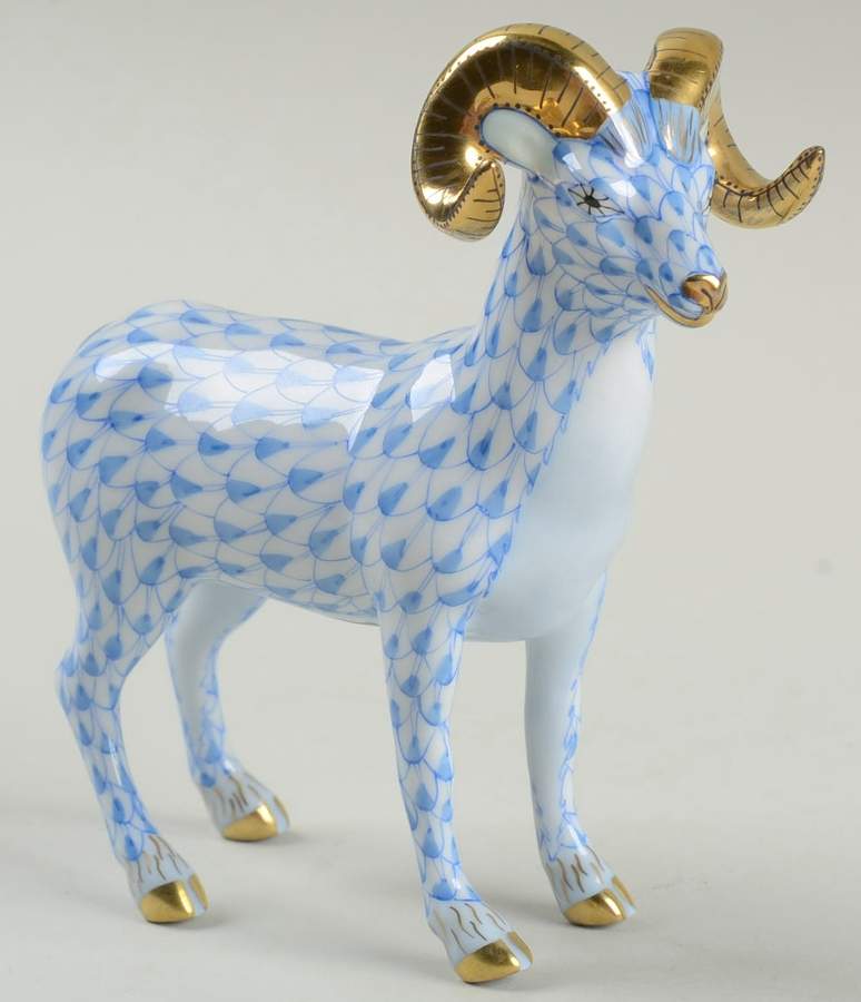 Rams Ram Standing-Blue - No Box by Herend-1