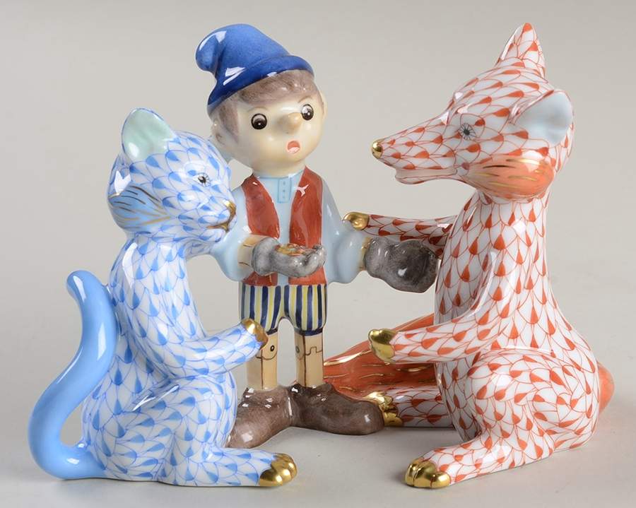Nursery Rhymes-Fairy Tales Pinocchio-Rust/Blue - No Box by Herend-1