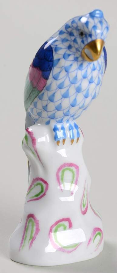 Birds Parrot-Sitting/Blue-Multicolor Wings - No Box by Herend-1