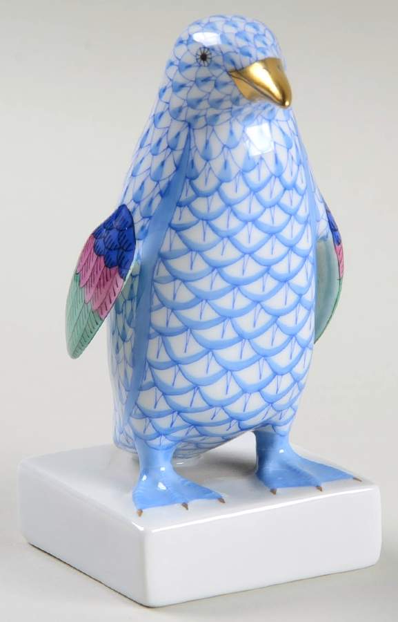 Waterfowl Penguin-Blue - No Box by Herend-1