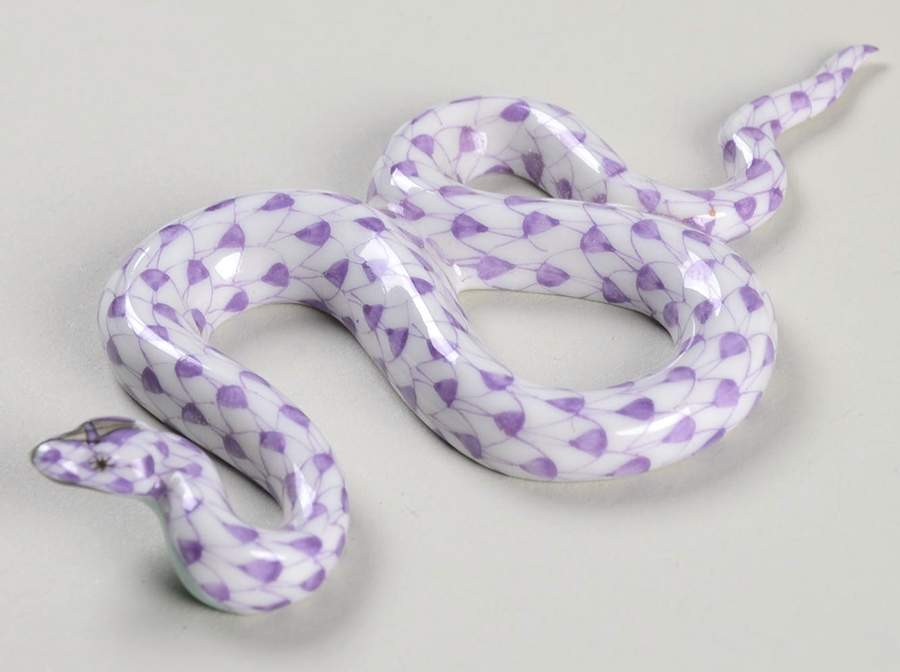 Reptiles-Snakes Miniature Snake-Lilac - No Box by Herend-1