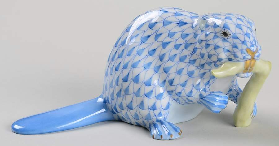 Rodents Beaver-Blue - No Box by Herend-1