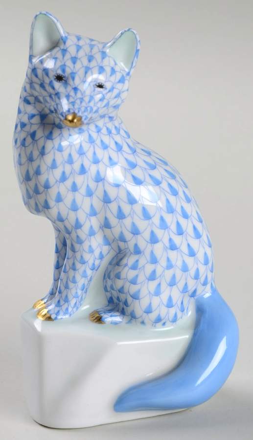 Foxes Fox-Sitting-Blue - No Box by Herend-1