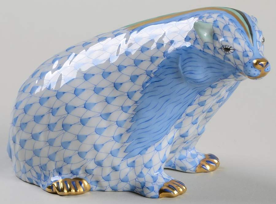 Wild Animals Badger-Sitting/Blue - No Box by Herend-1