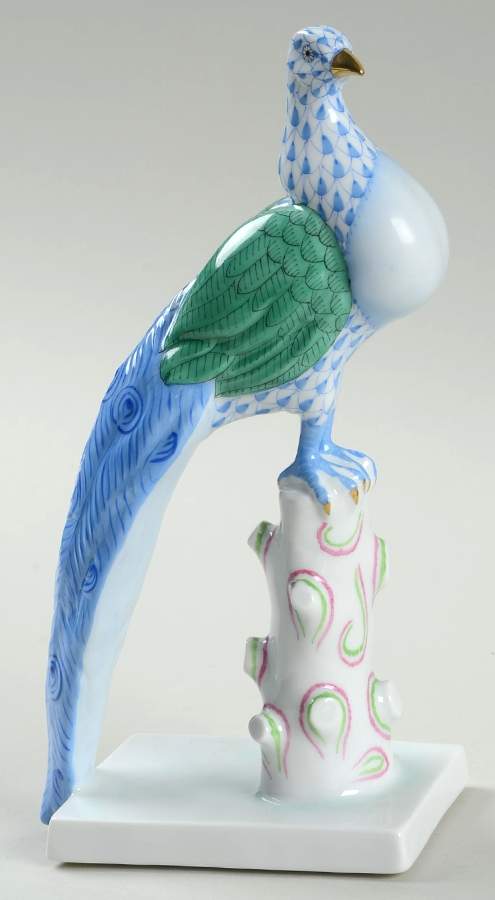 Birds Peacock-Blue - No Box by Herend-1
