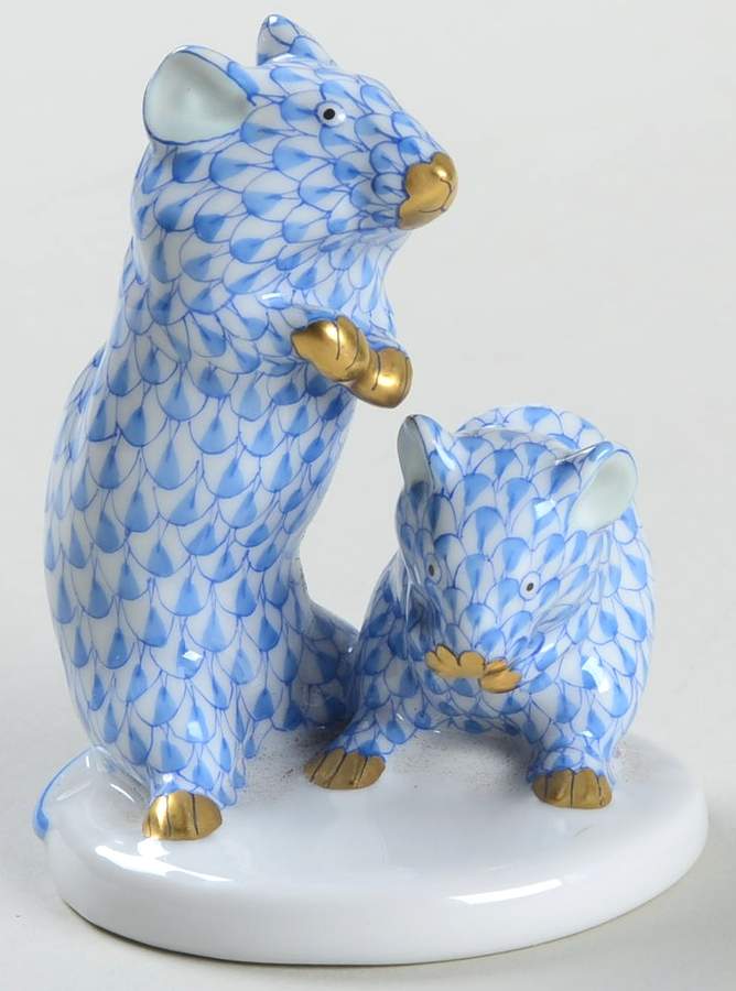 Rodents Hamster Pair-Blue - No Box by Herend-1