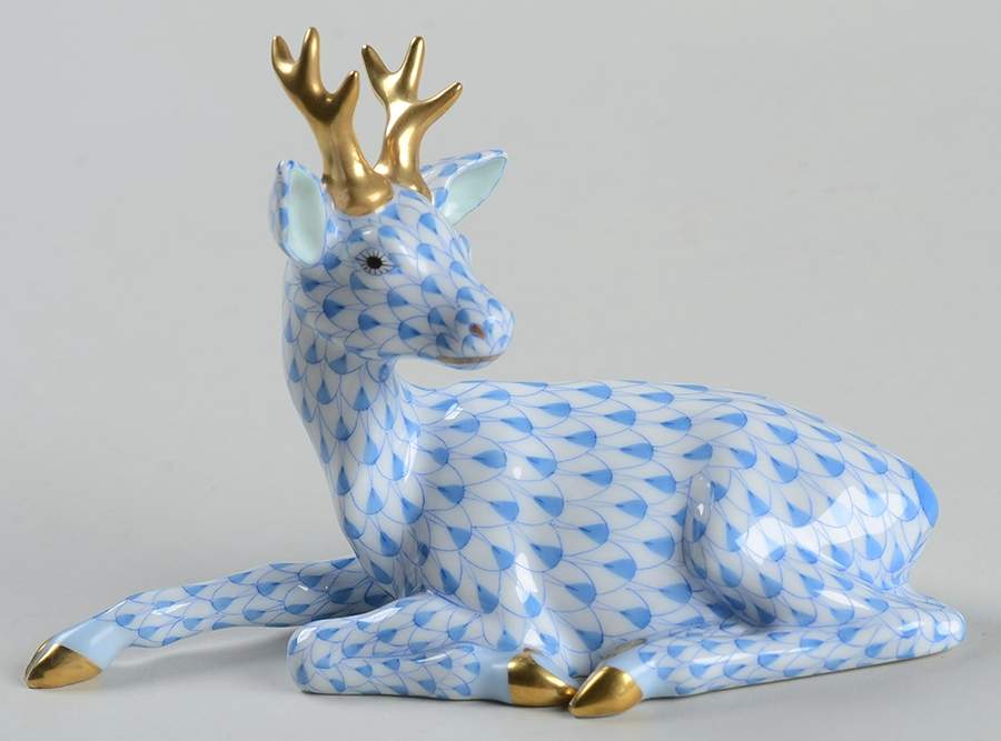 Deer Lying Buck-Blue - No Box by Herend-1