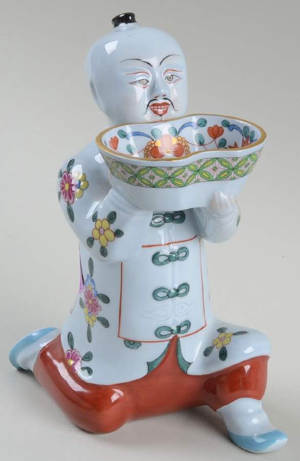 Asian Chinese Kneeling-Large/Blue - No Box by Herend-1