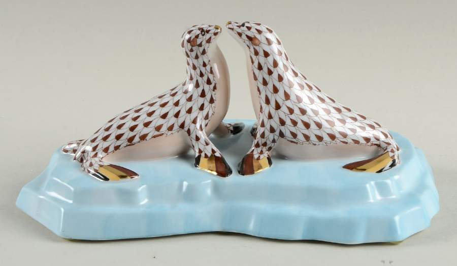 Sea Marine Animals Kissing Sea Lions-Chocolate - No Box by Herend-1