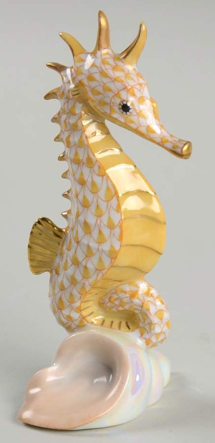 Sea Marine Animals Seahorse-Butterscotch - No Box by Herend-1