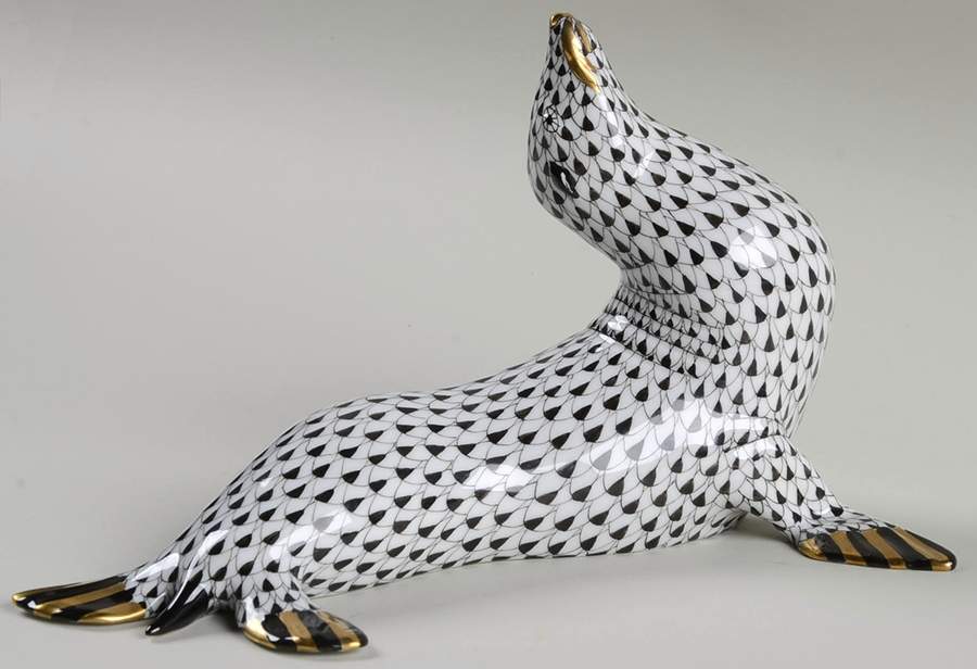 Sea Marine Animals Large Sea Lion-Black - No Box by Herend-1