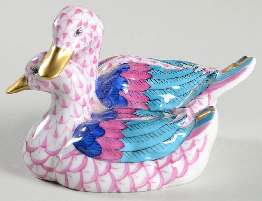 Ducks Pair Of Ducks-Raspberry - No Box by Herend-1