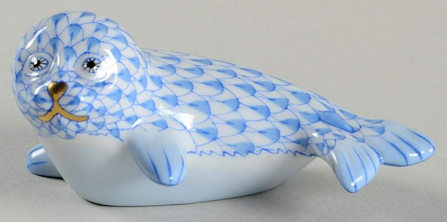 Sea Marine Animals Baby Seal-Blue - No Box by Herend-1