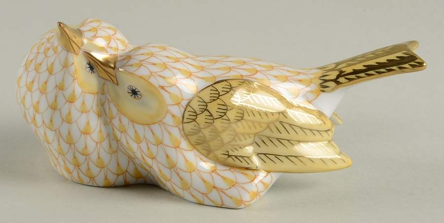 Birds Lovebirds-Butterscotch - No Box by Herend-1