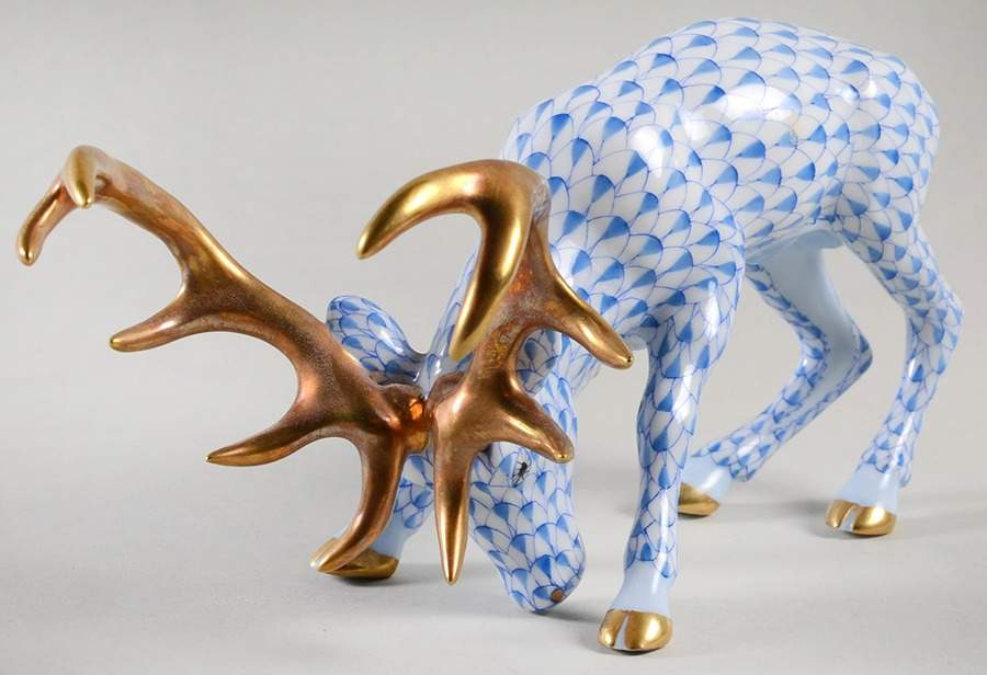 Deer Stag-Blue - No Box by Herend-1