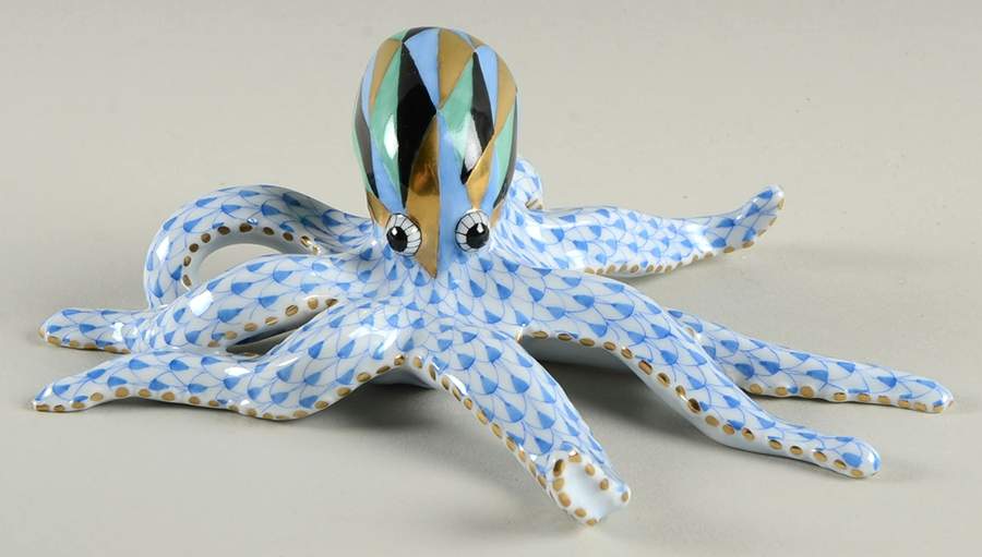 Sea Marine Animals Octopus-Blue - No Box by Herend-1