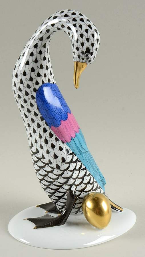 Nursery Rhymes-Fairy Tales Goose W/Golden Egg-Black - No Box by Herend-1