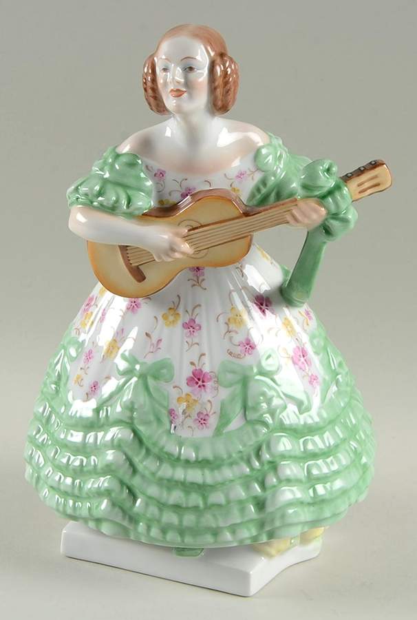 Traditional Hungarian People Mrs Dery - Small Green Floral Dress - No Box by Herend-1