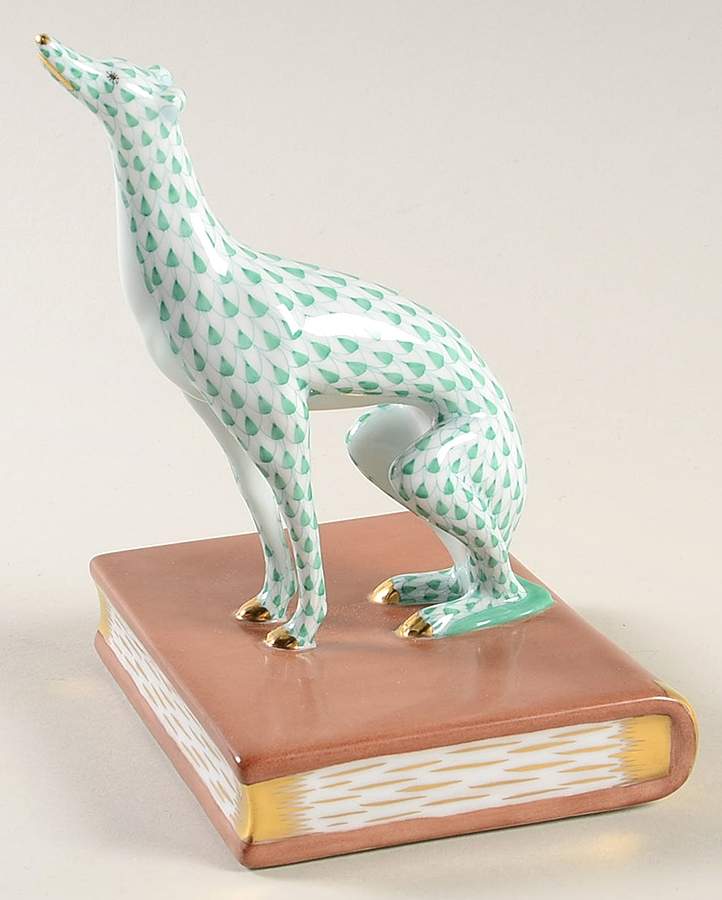 Bookends Greyhound-Green/Right - No Box by Herend-1