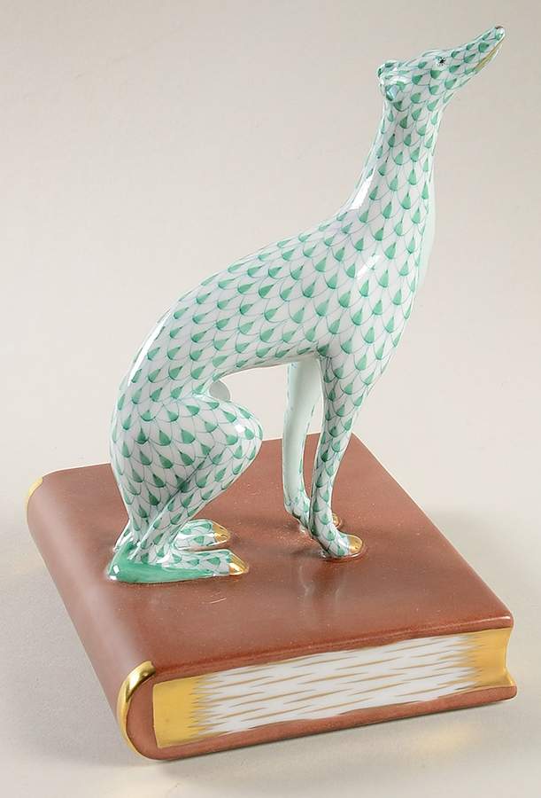 Bookends Greyhound-Green/Left - No Box by Herend-1